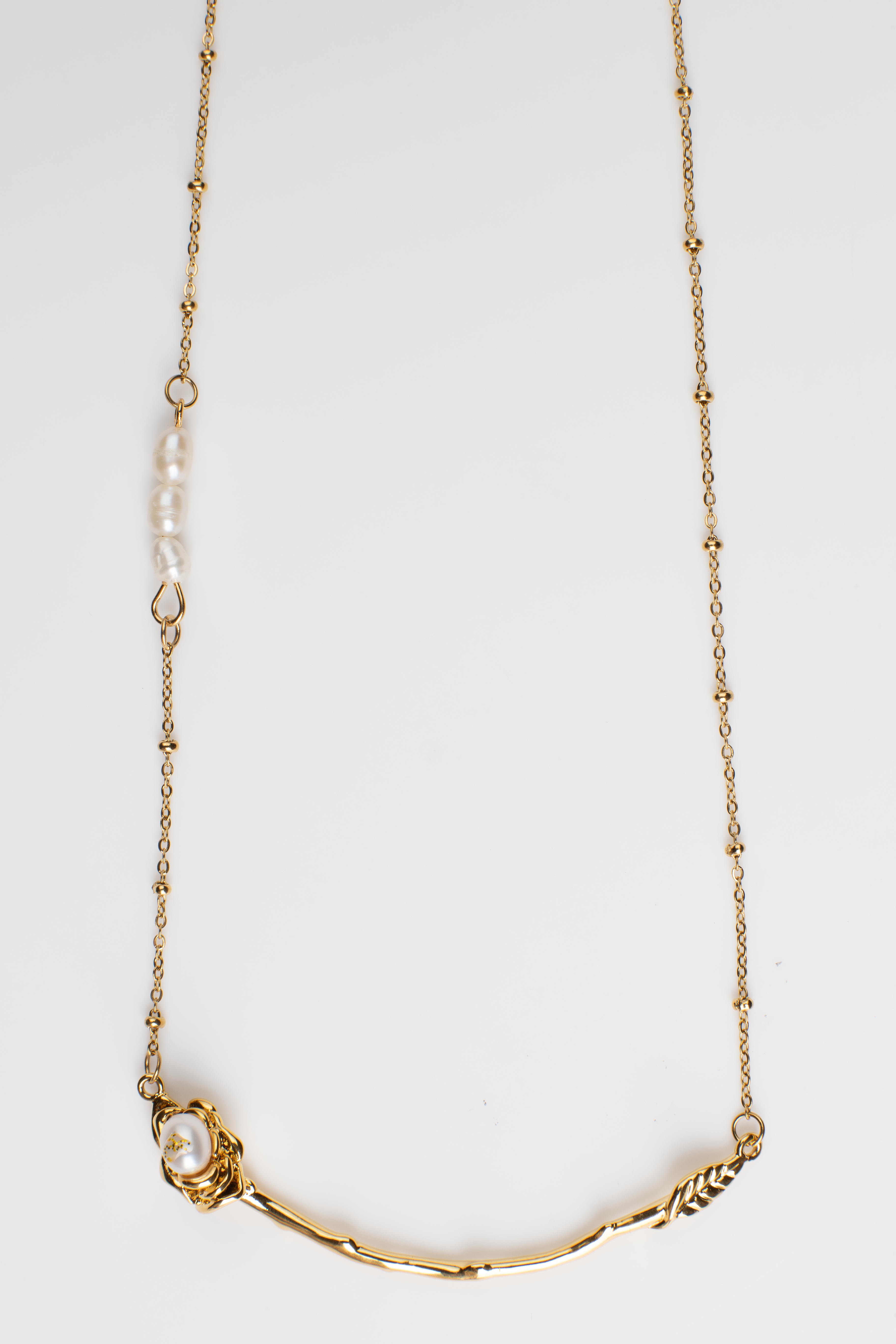 Freshwater Pearls & Golden Rose Pendant Necklace - Luxe and Versatile