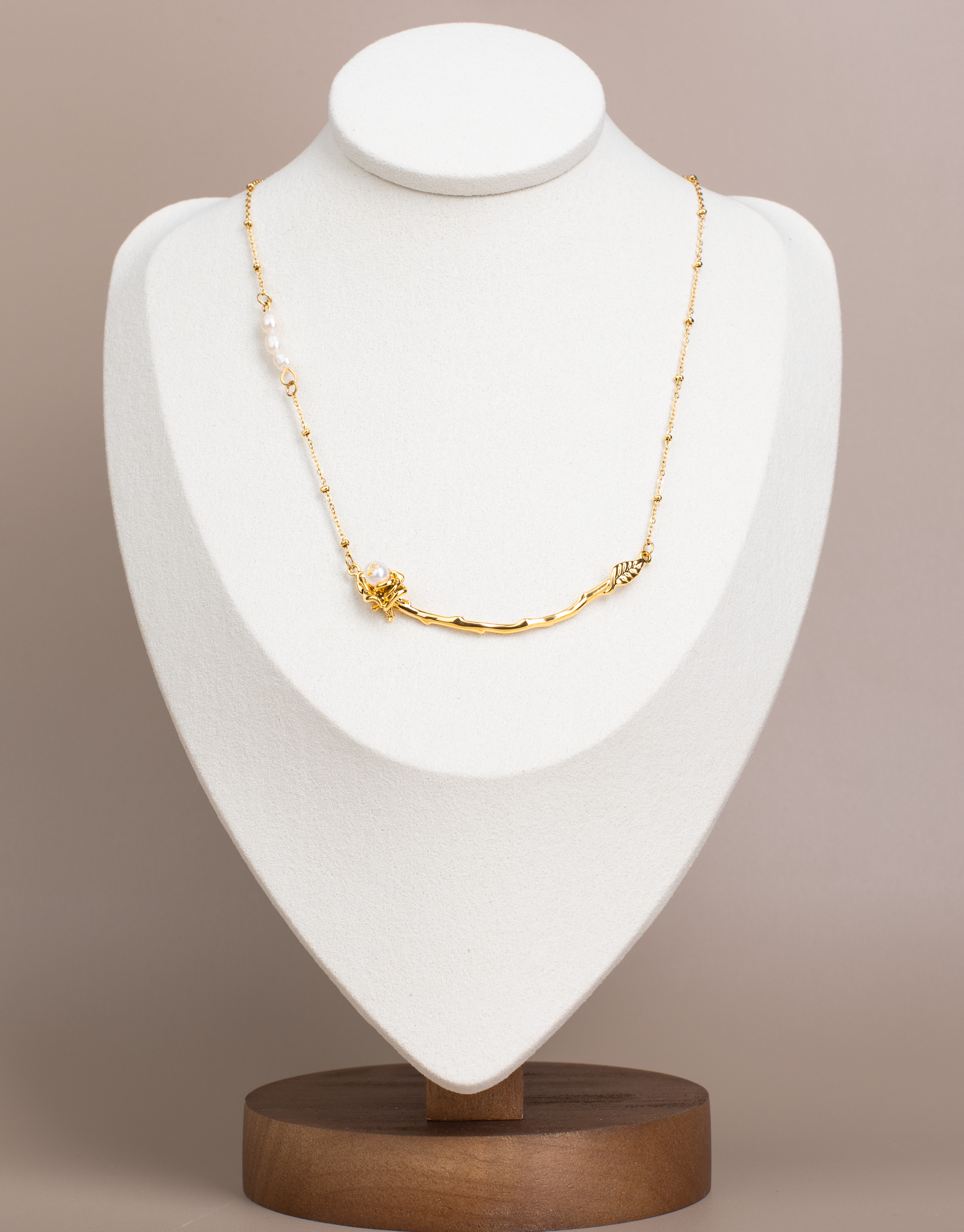 Freshwater Pearls & Golden Rose Pendant Necklace - Luxe and Versatile