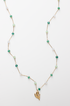 Stylish Commuter's Choice: Green and Gold Crystal Necklace for Women