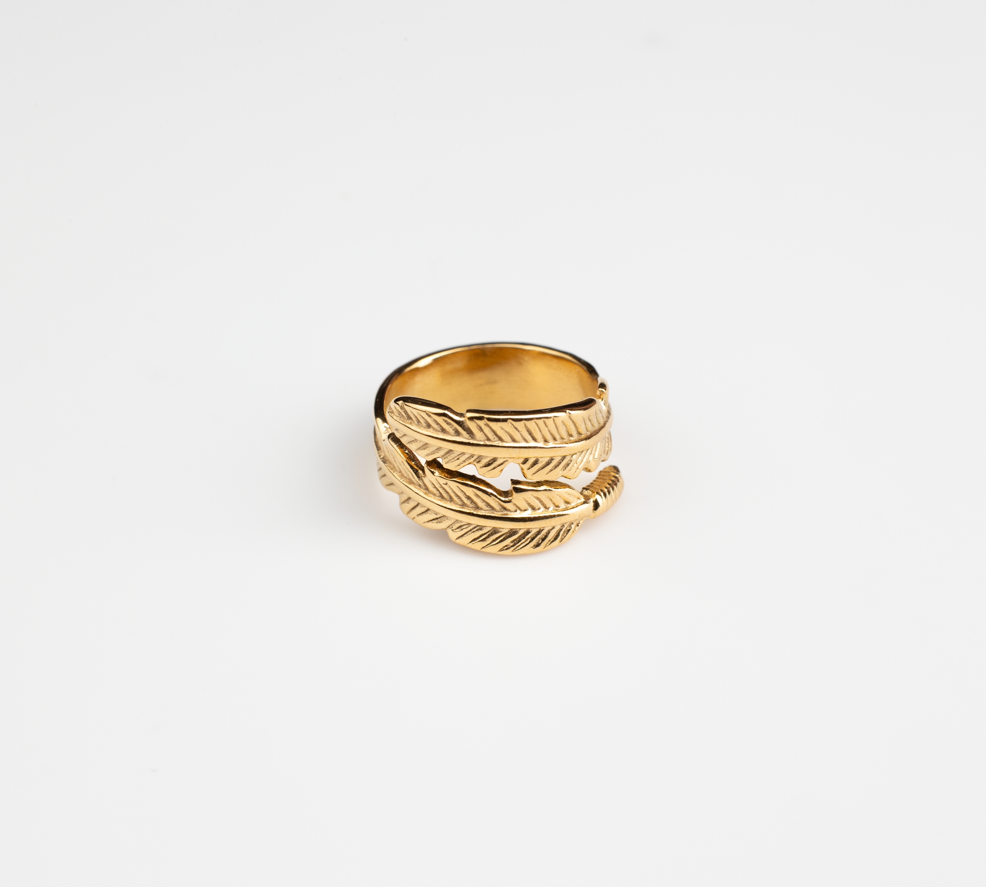 Elevate your style with our open ring, composed of two lifelike leaves, adjustable in size and plated with titanium steel plated with 18K gold. Cool, stylish, and modern, it's perfect for casual wear, parties, and daily wear. With a textured finish, it's suitable for both men and women, making it a premium gift option.