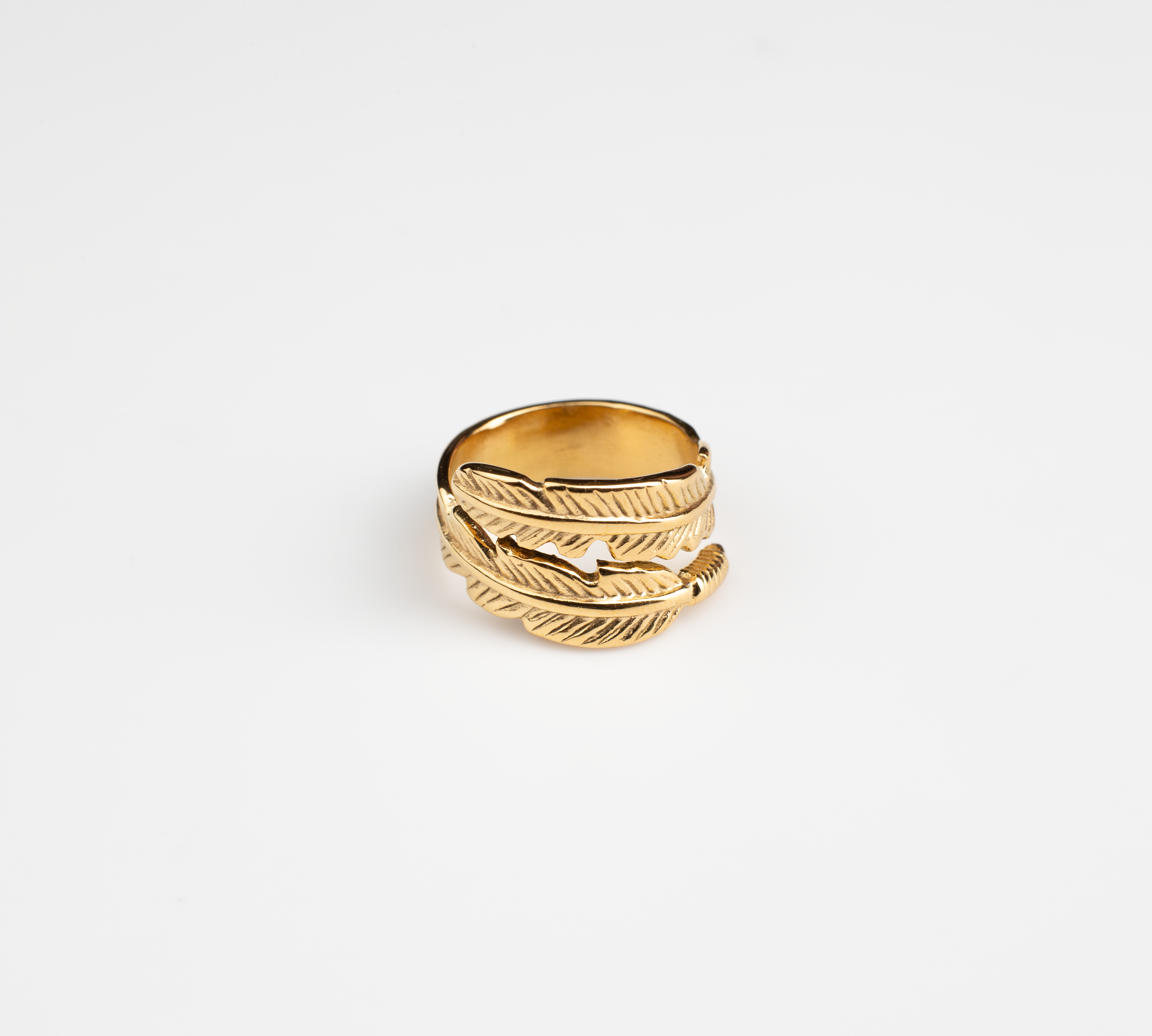 Elevate your style with our open ring, composed of two lifelike leaves, adjustable in size and plated with titanium steel plated with 18K gold. Cool, stylish, and modern, it's perfect for casual wear, parties, and daily wear. With a textured finish, it's suitable for both men and women, making it a premium gift option.