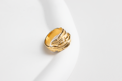 Elevate your style with our open ring, composed of two lifelike leaves, adjustable in size and plated with titanium steel plated with 18K gold. Cool, stylish, and modern, it's perfect for casual wear, parties, and daily wear. With a textured finish, it's suitable for both men and women, making it a premium gift option.